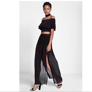 Express high waisted pleated sheer maxi skirt